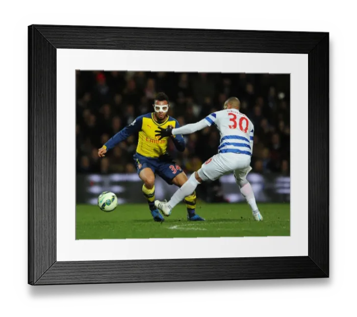 Framed Print : Coquelin Outmaneuvers Sandro: Queens Park Rangers vs. Arsenal, Premier League 2014-15