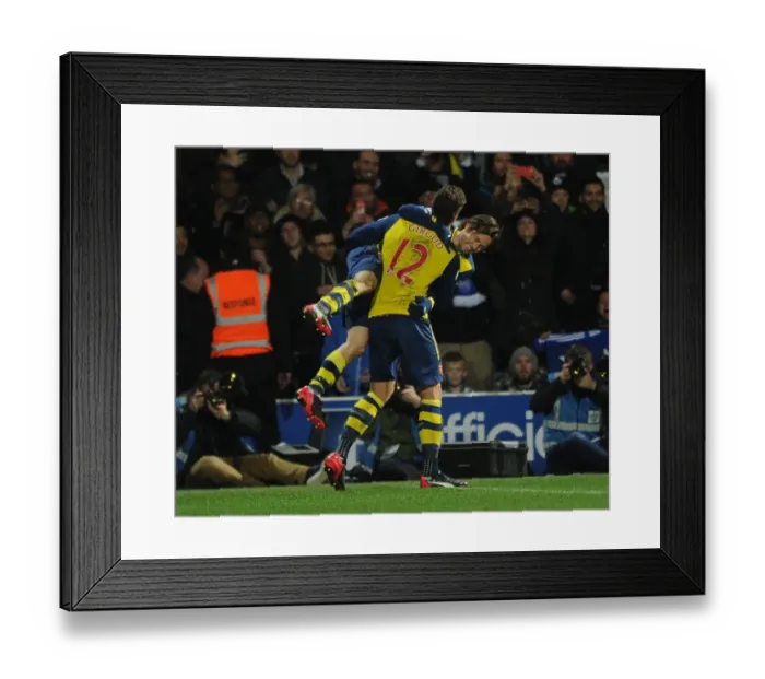 Framed Print : Giroud and Rosicky: Celebrating Arsenal's First Goal Against Queens Park Rangers (2015)