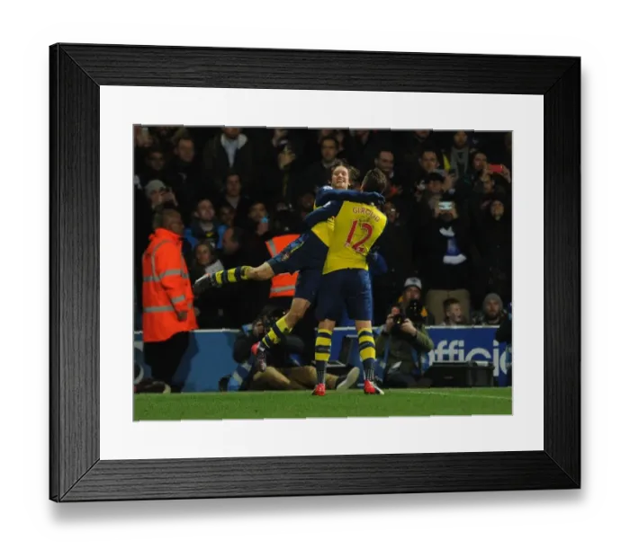 Framed Print : Giroud and Rosicky Celebrate Arsenal's First Goal Against Queens Park Rangers (2014-15)