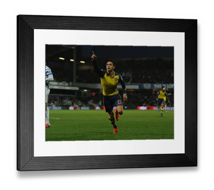 Framed Print : Alexis Sanchez Scores His Second: Arsenal's Victory over Queens Park Rangers in Premier League 2014-15