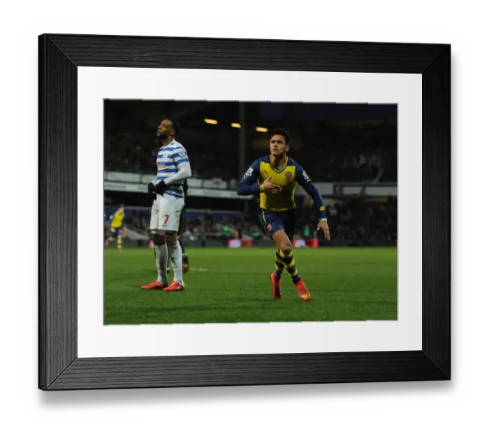 Framed Print : Alexis Sanchez Scores Arsenal's Second Goal against Queens Park Rangers (2014-15) Framed Print : Alexis Sanchez Scores Arsenal's Second Goal against Queens Park Rangers (2014-15)