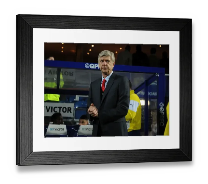 Framed Print : Arsene Wenger Before Arsenal vs. Queens Park Rangers, Premier League 2015