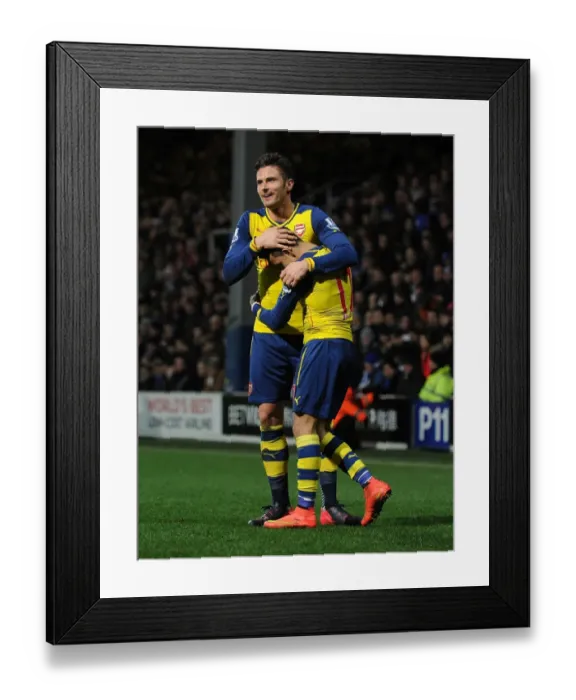 Framed Print : Alexis Sanchez and Olivier Giroud Celebrate Arsenal's Second Goal vs. Queens Park Rangers (2014-15)