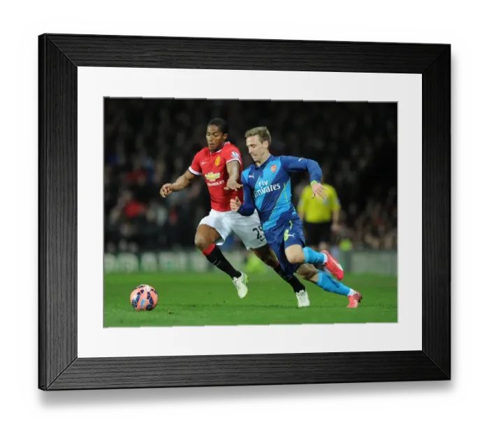 Framed Print : Nacho Monreal (Arsenal) Antonio Valencia (Man Utd). Manchester United 1: 2 Arsenal Framed Print : Nacho Monreal (Arsenal) Antonio Valencia (Man Utd). Manchester United 1: 2 Arsenal