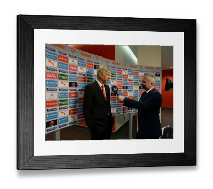 Framed Print : Arsene Wenger: Arsenal Manager Pre-Match Interview vs West Ham United (2015) Framed Print : Arsene Wenger: Arsenal Manager Pre-Match Interview vs West Ham United (2015)