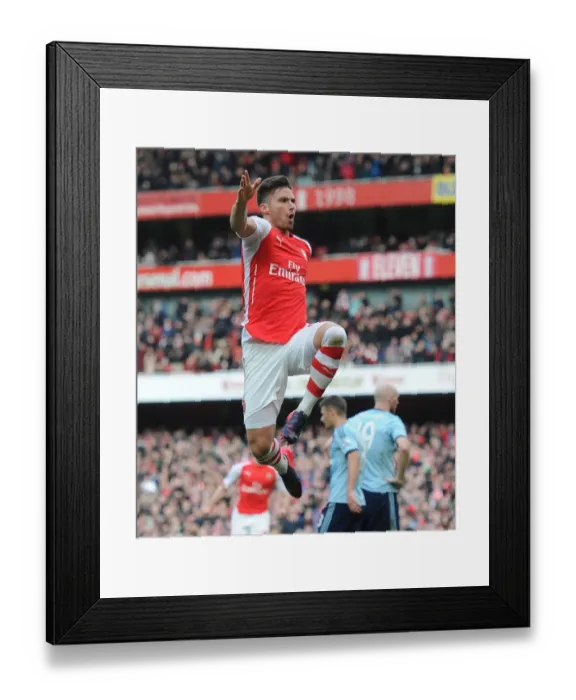 Framed Print : Olivier Giroud's Goal: Arsenal vs. West Ham United, Premier League 2014 / 15