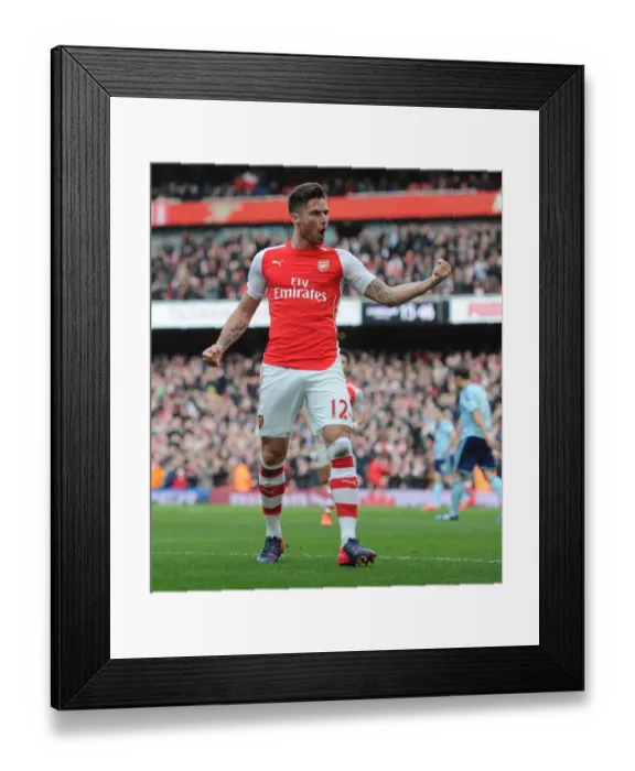 Framed Print : Giroud's Thrilling Goal: Arsenal's Premier League Victory Over West Ham United, 2014-15