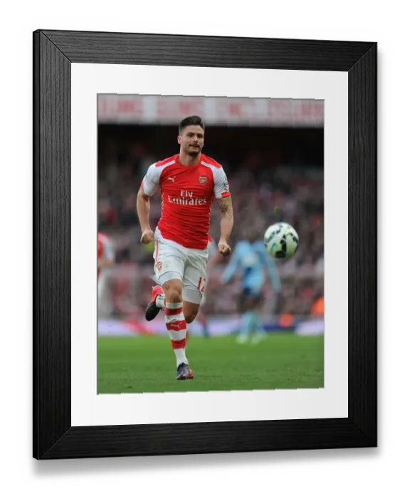Framed Print : Arsenal's Olivier Giroud in Action during the Arsenal vs. West Ham United Premier League 2014 / 15 Match