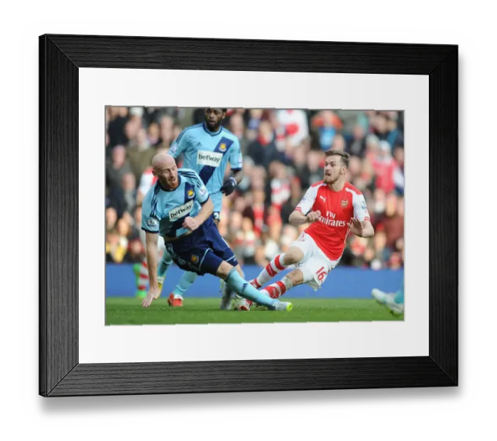 Framed Print : Arsenal's Aaron Ramsey Scores Second Goal Against West Ham in 2015 Premier League Clash