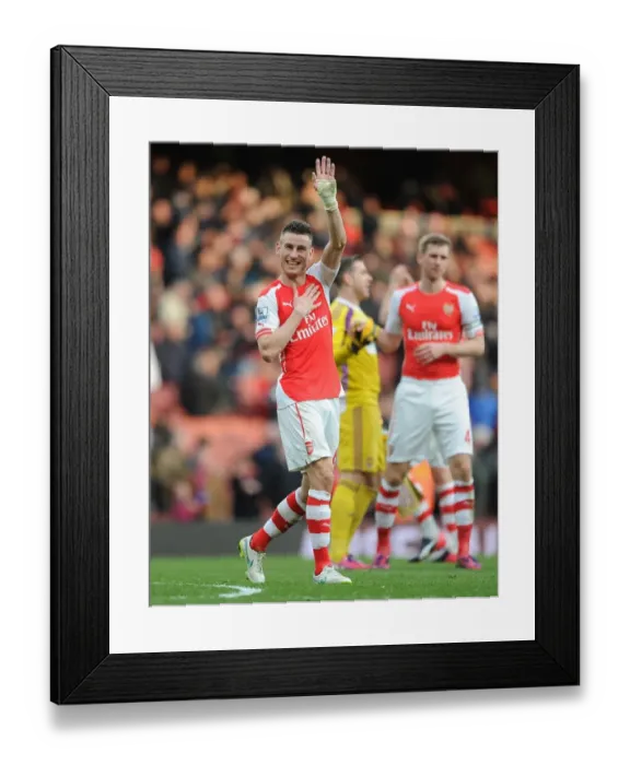 Framed Print : Arsenal's Laurent Koscielny Celebrates Goal Against West Ham United in Premier League Match, 2015 Framed Print : Arsenal's Laurent Koscielny Celebrates Goal Against West Ham United in Premier League Match, 2015