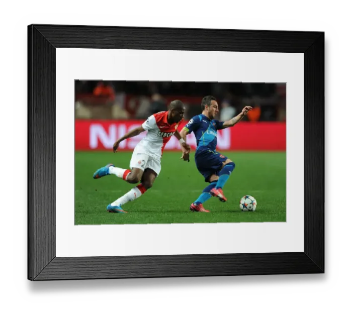 Framed Print : Santi Cazorla Dashes Past Geoffrey Kondogbia: Monaco vs. Arsenal, UEFA Champions League Round of 16, 2015