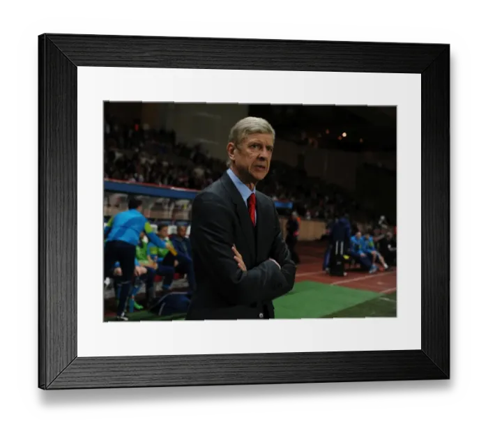 Framed Print : MONACO - MARCH 17: Arsenal manager Arsene Wenger before the UEFA Champions League