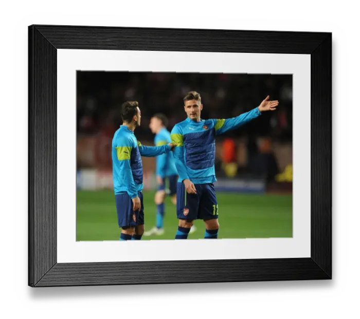 Framed Print : Arsenal Stars Mesut Ozil and Olivier Giroud Before Monaco Clash in UEFA Champions League
