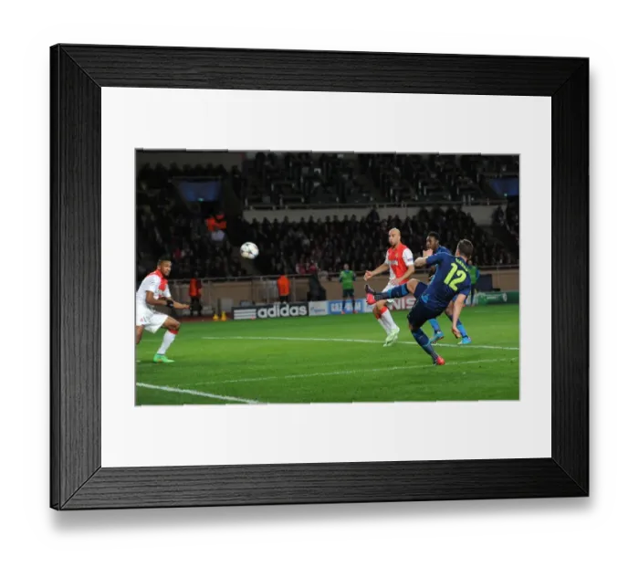 Framed Print : Olivier Giroud Scores the Game-Winning Goal: AS Monaco vs. Arsenal, UEFA Champions League Round of 16 (March 17, 2015)