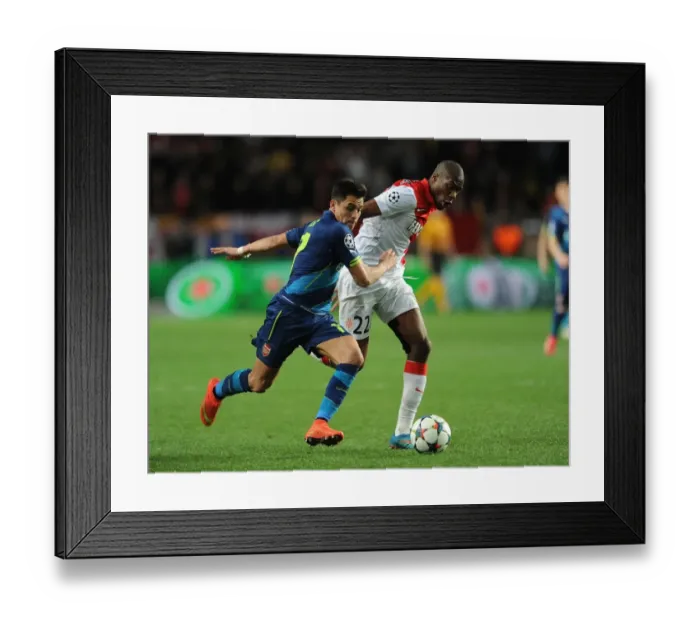Framed Print : Clash of Midfield Titans: Sanchez vs. Kondogbia - Monaco vs. Arsenal, UEFA Champions League 2015