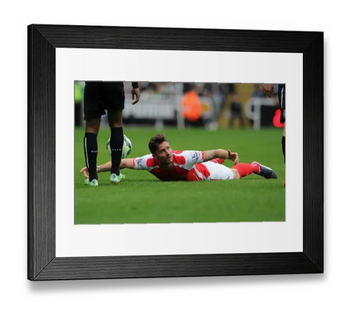 Framed Print : Giroud in Action: Arsenal's Win Against Newcastle United, Premier League 2014-2015