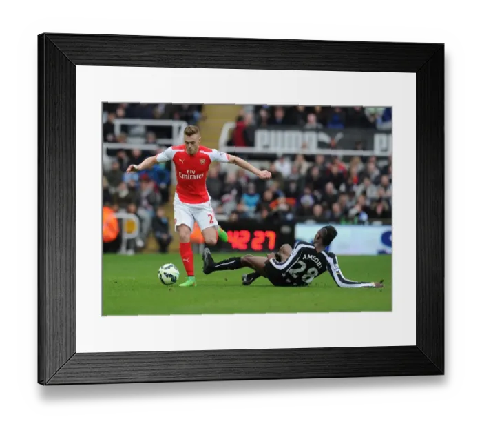 Framed Print : Chambers Breaks Past Newcastle's Ameobi: Arsenal vs Newcastle, Premier League 2014 / 15