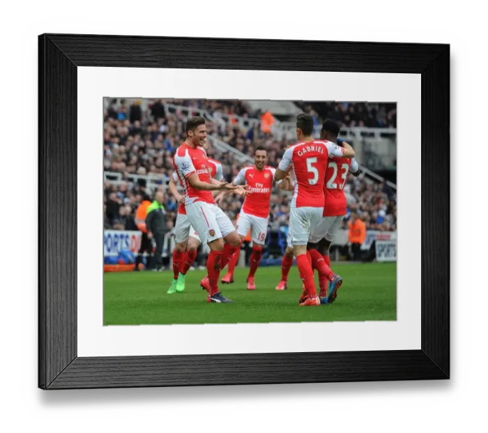 Framed Print : Giroud, Gabriel, and Welbeck Celebrate Arsenal's Victory over Newcastle United in the Premier League (2014 / 15) Framed Print : Giroud, Gabriel, and Welbeck Celebrate Arsenal's Victory over Newcastle United in the Premier League (2014 / 15)