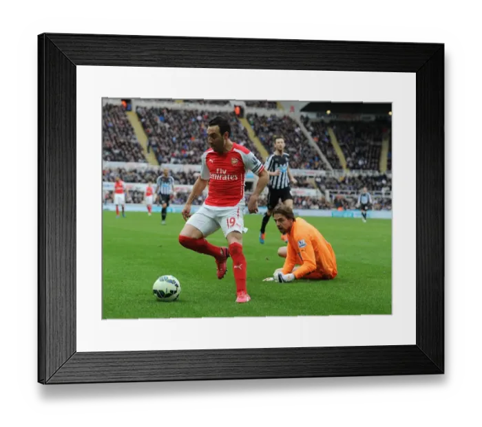 Framed Print : Santi Cazorla Dashes Past Newcastle's Tim Krul: Arsenal vs Newcastle United, Premier League 2014 / 15
