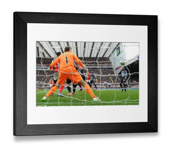 Framed Print : Olivier Giroud Scores Under Pressure: Newcastle United vs. Arsenal, Premier League 2014 / 15