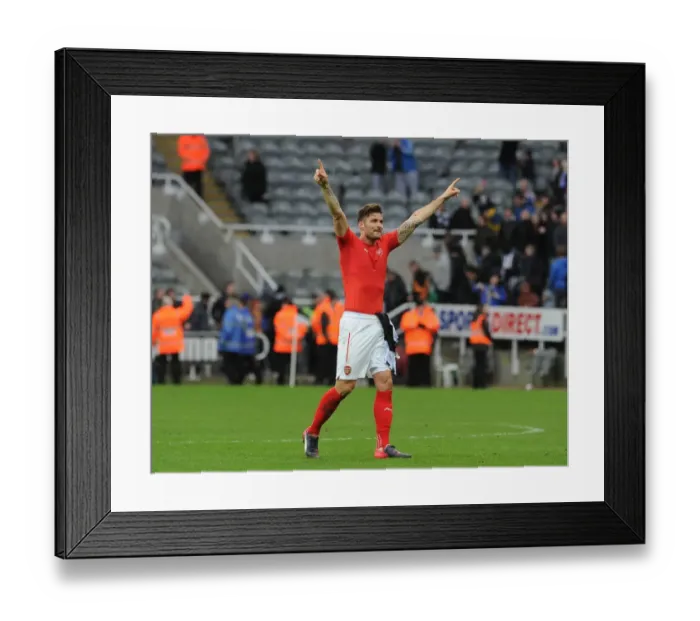 Framed Print : Olivier Giroud Celebrates Arsenal's Win Against Newcastle United, March 2015 Framed Print : Olivier Giroud Celebrates Arsenal's Win Against Newcastle United, March 2015