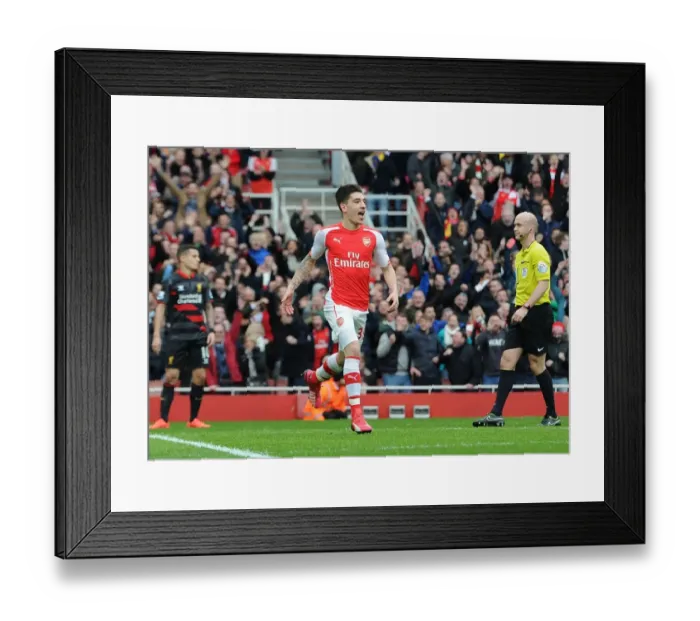 Framed Print : Hector Bellerin Scores First Goal: Arsenal vs. Liverpool, Premier League 2014-15