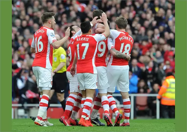 Hector Bellerin celebrates scoring Arsenals 1st goal with his team mates. Arsenal 4