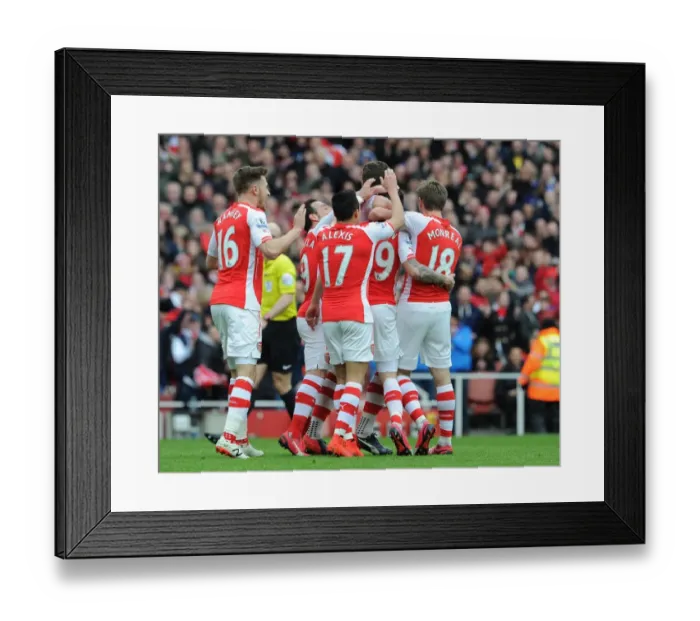 Framed Print : Hector Bellerin celebrates scoring Arsenals 1st goal with his team mates. Arsenal 4 Framed Print : Hector Bellerin celebrates scoring Arsenals 1st goal with his team mates. Arsenal 4