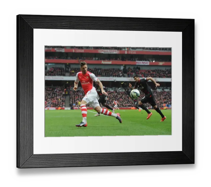 Framed Print : Olivier Giroud (Arsenal) Emre Can (Liverpool). Arsenal 4: 1 Liverpool. Barclays Premier League