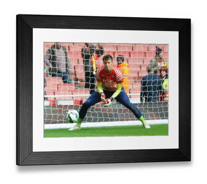 Framed Print : Matt Macey (Arsenal) before the match. Arsenal 4: 1 Liverpool. Barclays Premier League Framed Print : Matt Macey (Arsenal) before the match. Arsenal 4: 1 Liverpool. Barclays Premier League