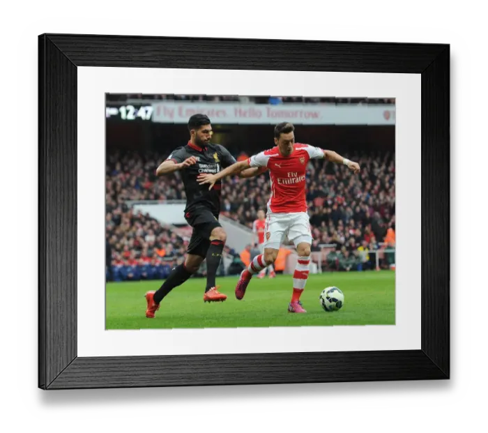 Framed Print : Mesut Ozil (Arsenal) Emre Can (Liverpool). Arsenal 4: 1 Liverpool. Barclays Premier League