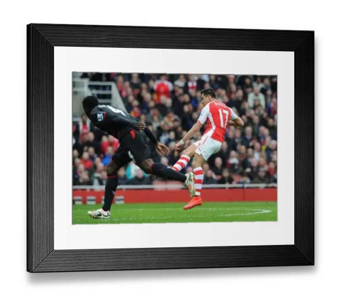 Framed Print : Alexis Sanchez scores Arsenals 3rd goal. Arsenal 4: 1 Liverpool. Barclays Premier League