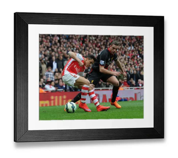 Framed Print : Clash of Stars: Sanchez vs. Henderson - Arsenal vs. Liverpool, Premier League 2014-15