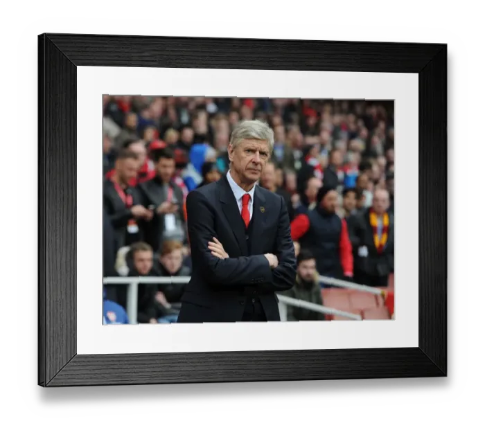 Framed Print : Arsene Wenger: Arsenal Manager Facing Liverpool at Emirates Stadium, Premier League 2014-15