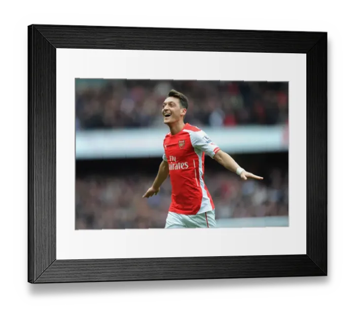 Framed Print : Mesut Ozil Scores the Decisive Goal: Arsenal's Victory over Liverpool, Premier League 2014-15