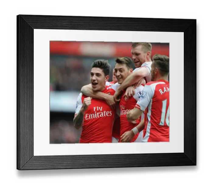 Framed Print : Mesut Ozil Scores the Decisive Goal: Arsenal vs Liverpool (April 2015)
