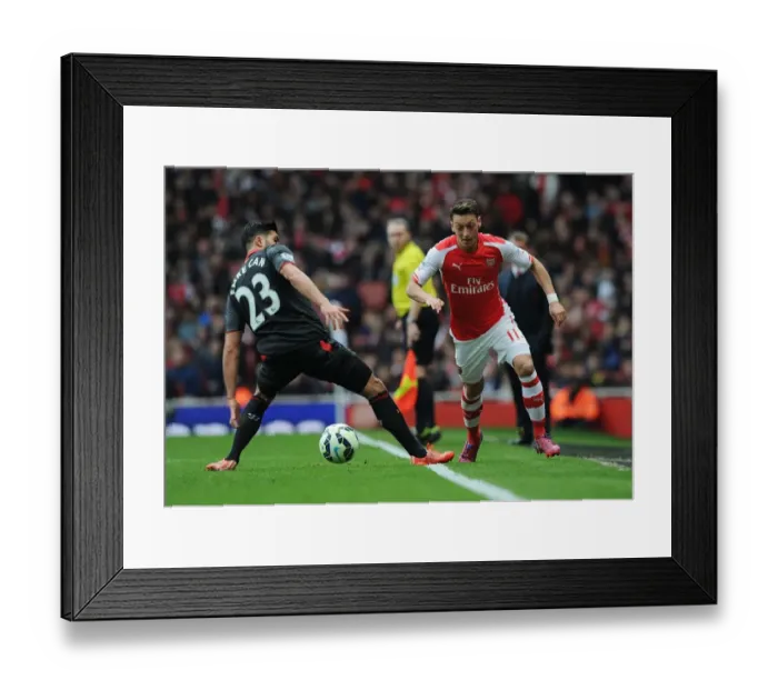 Framed Print : Mesut Ozil Outsmarts Emre Can: Arsenal vs. Liverpool, Premier League 2014-15 Framed Print : Mesut Ozil Outsmarts Emre Can: Arsenal vs. Liverpool, Premier League 2014-15