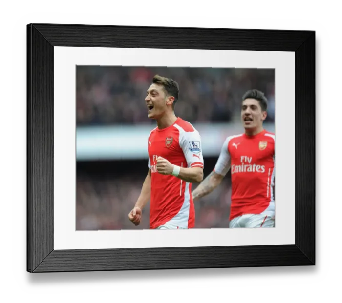Framed Print : Mesut Ozil Scores the Second Goal: Arsenal's Victory Against Liverpool in the Premier League 2014-15