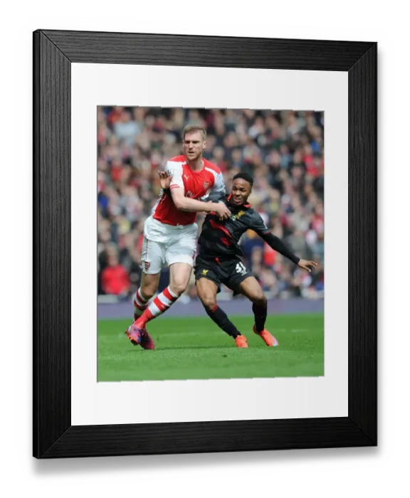Framed Print : Arsenal vs. Liverpool Showdown: Mertesacker vs. Sterling