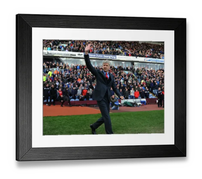 Framed Print : Arsene Wenger Waves to Arsenal Fans Before Burnley Match, 2015