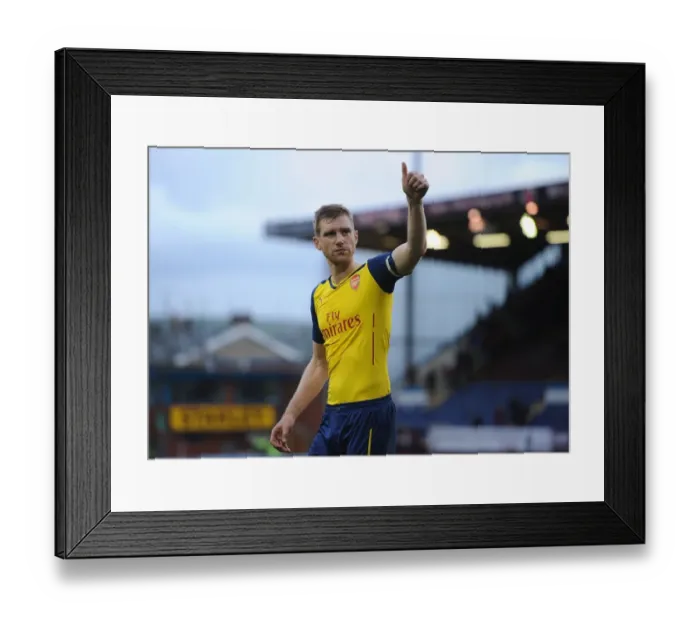 Framed Print : Per Mertesacker's Triumphant Moment with Arsenal Fans after Burnley Victory, 2015 Framed Print : Per Mertesacker's Triumphant Moment with Arsenal Fans after Burnley Victory, 2015