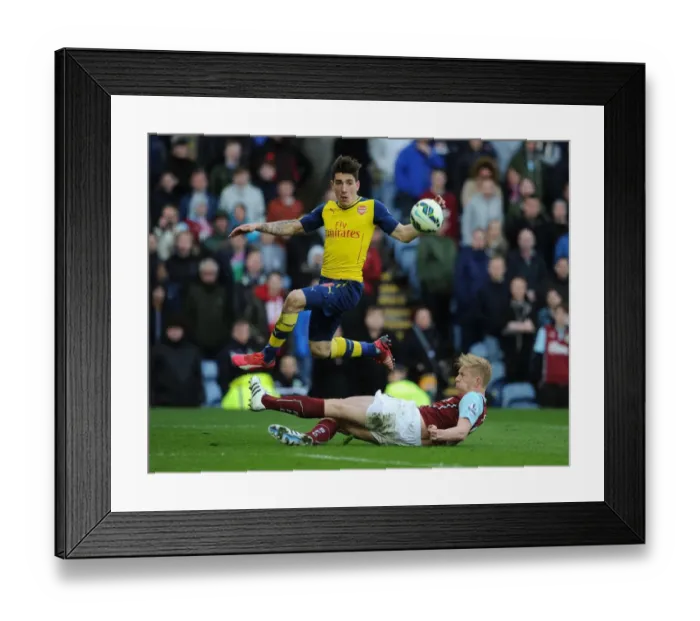 Framed Print : Intense Battle: Bellerin vs Mee - A Premier League Showdown at Turf Moor, 2014 / 15