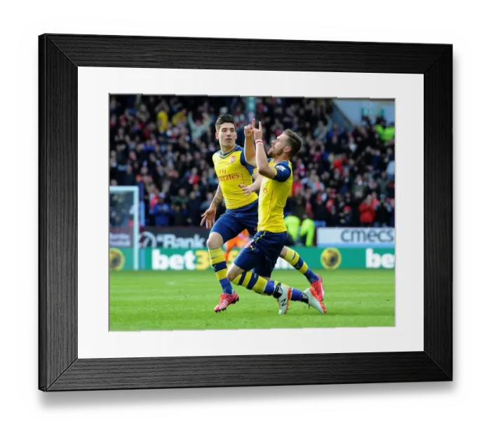Framed Print : Celebrating Glory: Ramsey and Bellerin's Unforgettable Goal Connection (Burnley vs Arsenal, 2015)