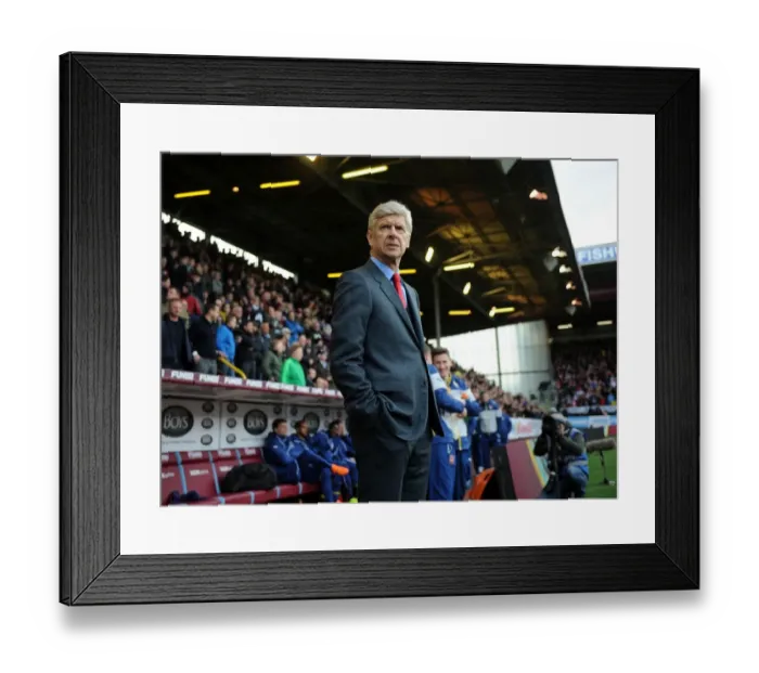 Framed Print : Arsene Wenger: Intense Focus at Burnley's Turf Moor (Premier League 2015)