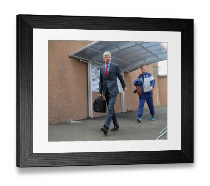 Framed Print : Arsene Wenger Arrives at Turf Moor Ahead of Burnley vs Arsenal (2015)