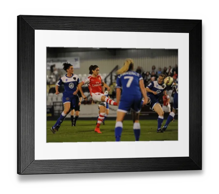 Framed Print : Vicky Losada Scores Under Pressure in Arsenal's WSL Victory over Bristol Academy