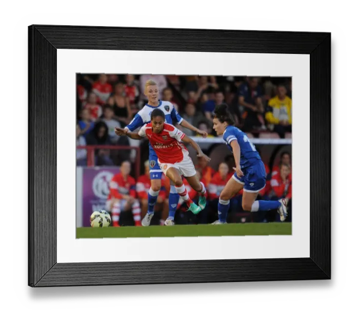 Framed Print : Arsenal's Yankey Goes Head-to-Head with Ingle and James in Intense WSL Clash Framed Print : Arsenal's Yankey Goes Head-to-Head with Ingle and James in Intense WSL Clash