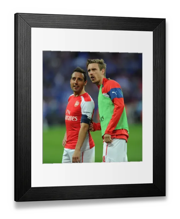 Framed Print : Arsenal's Cazorla and Monreal Celebrate FA Cup Semi-Final Victory