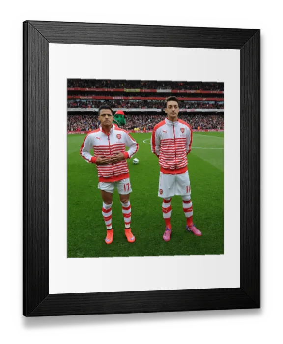Framed Print : Arsenal's Star Duo: Sanchez and Ozil Before Arsenal vs. Chelsea, Premier League 2014 / 15