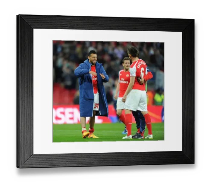 Framed Print : Arsenal's Coquelin and Koscielny Celebrate FA Cup Semi-Final Victory